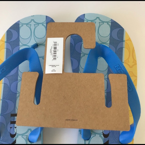 NEW Coach Zak Signature Striped Flip Flop Sandals - Picture 12 of 13